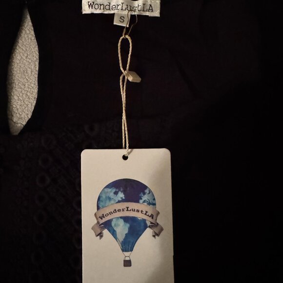 Women's Black Embroidered Accents Scoop Neck Flutter-Sleeved Blouse - Picture 4 of 5